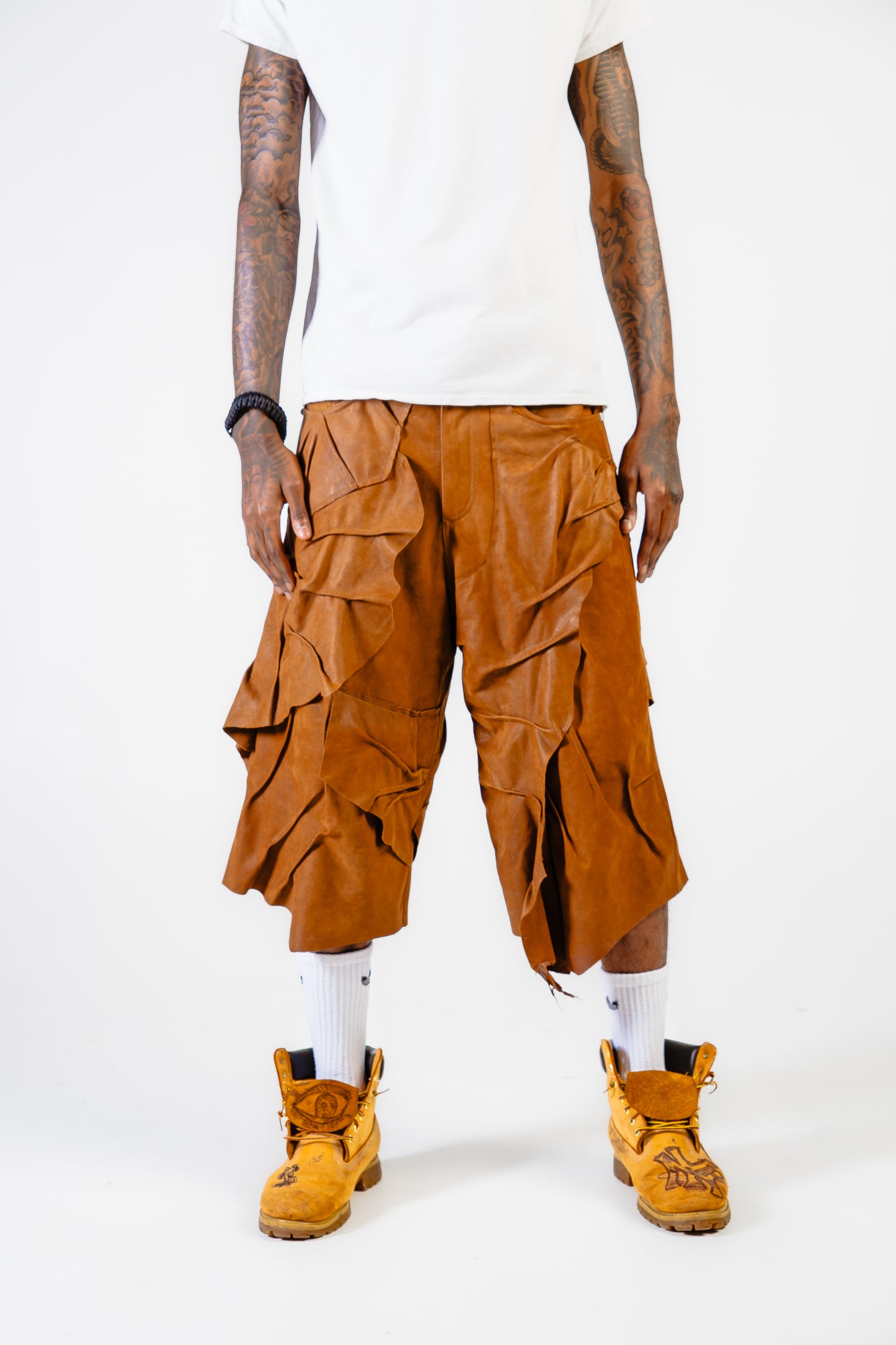 Fronto Leather Shorts - Natural